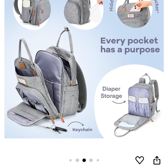 RUVALINO Diaper Bag Backpack - Multifunction Waterproof Travel Backpack - Picture 6 of 6